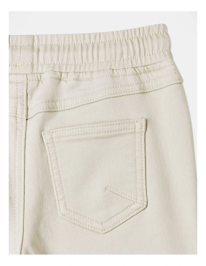 Pull On Knit Denim Short in Bone image 4