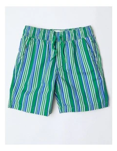 Volley Short in Green Stripe