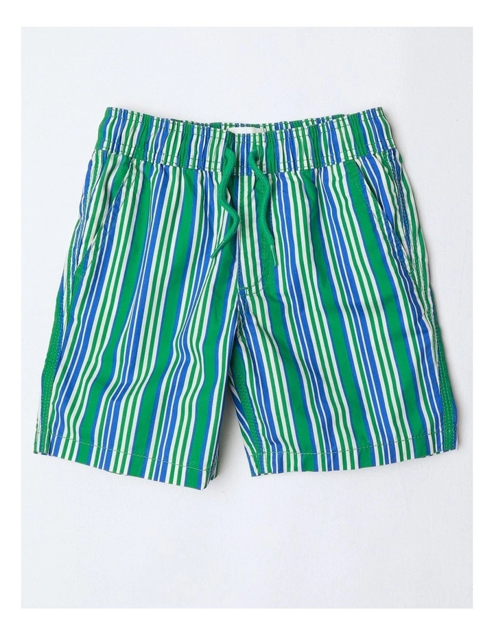 Volley Short in Green Stripe image 1