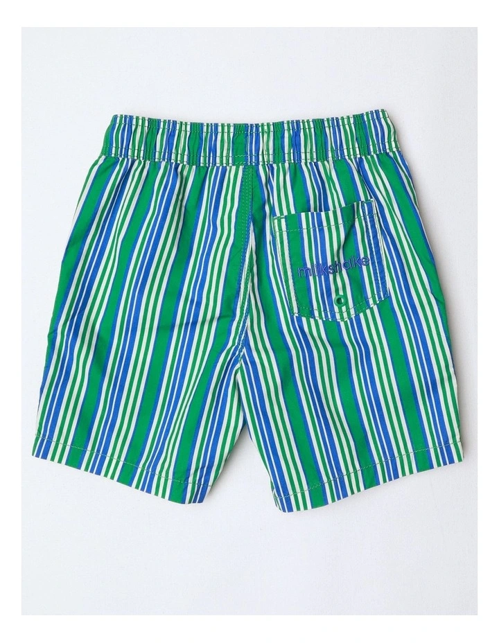 Volley Short in Green Stripe image 3
