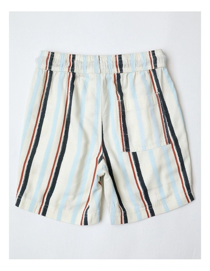 Linen Short in Blue and Brown Stripe image 3