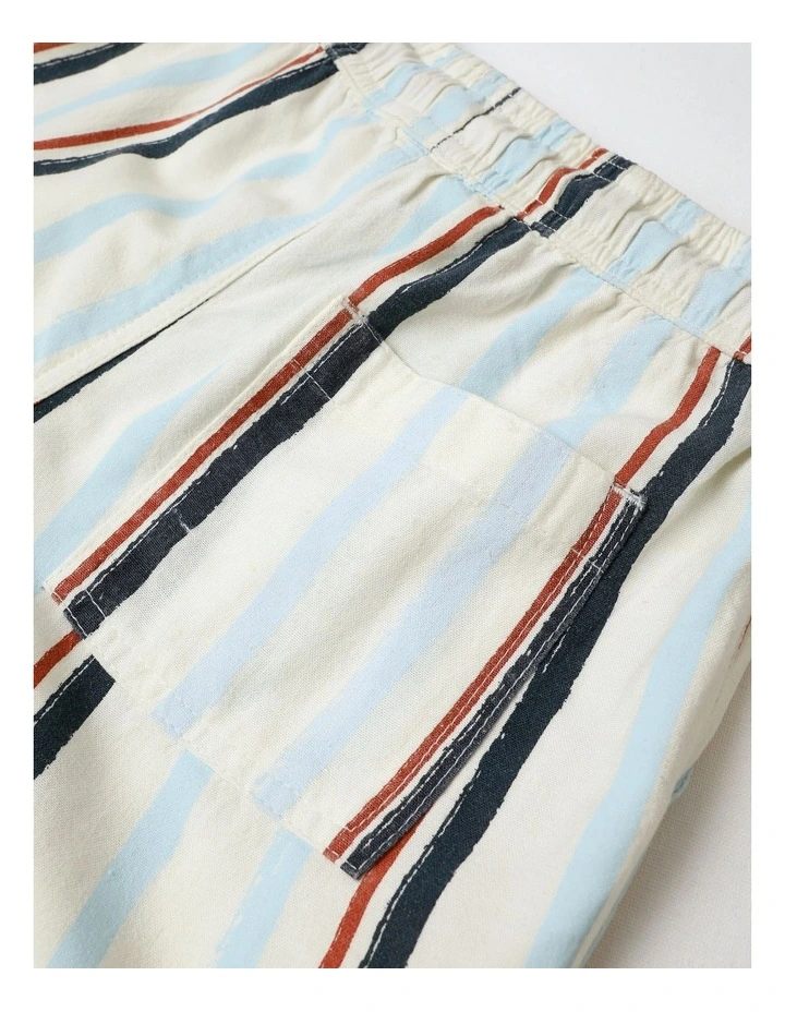 Linen Short in Blue and Brown Stripe image 4