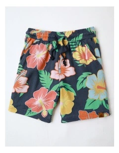 Linen Short in Hibiscus Navy