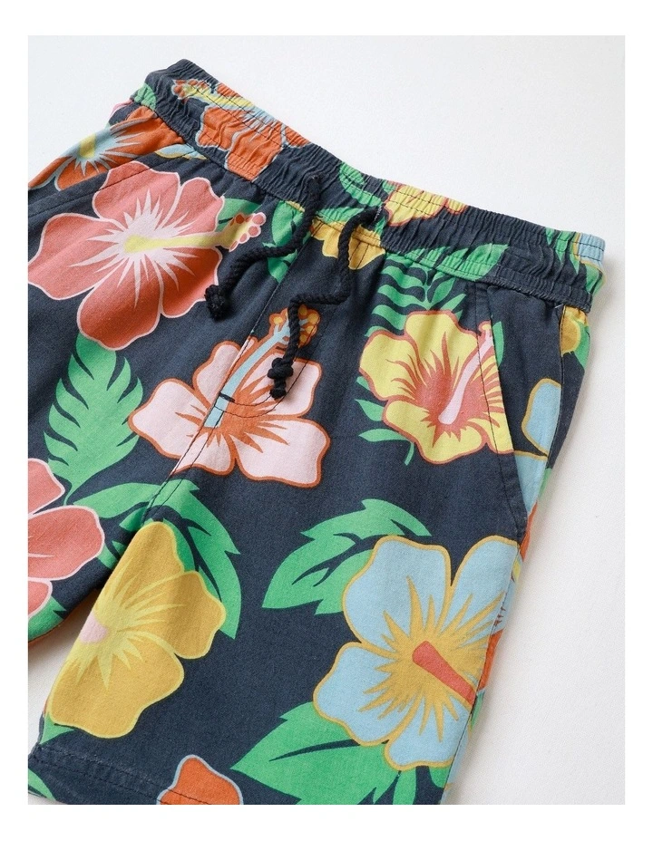 Linen Short in Hibiscus Navy image 2