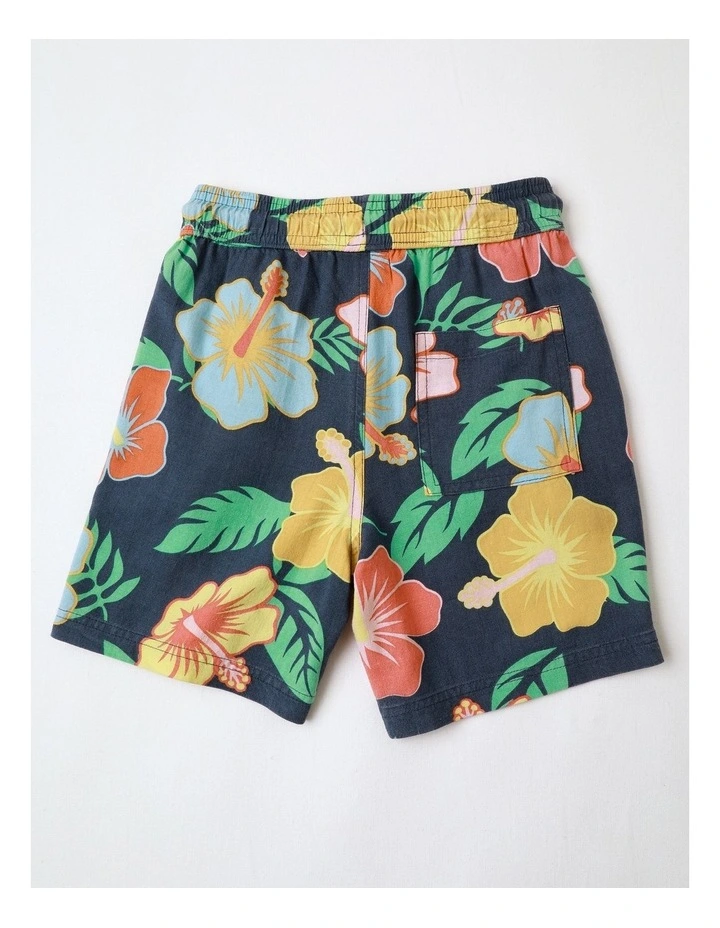 Linen Short in Hibiscus Navy image 3