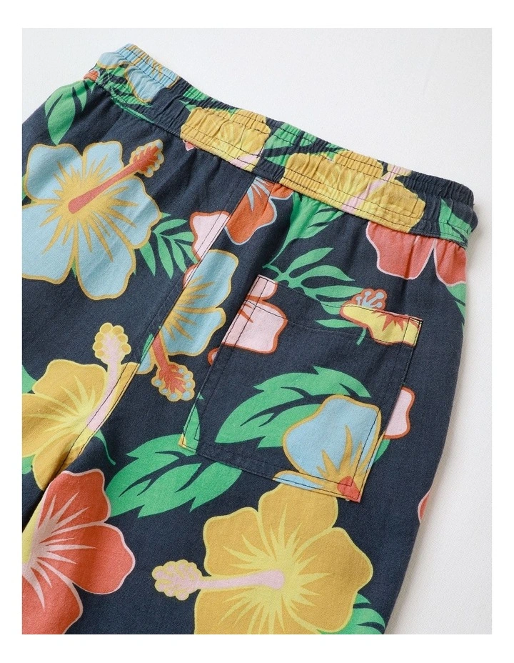 Linen Short in Hibiscus Navy image 4