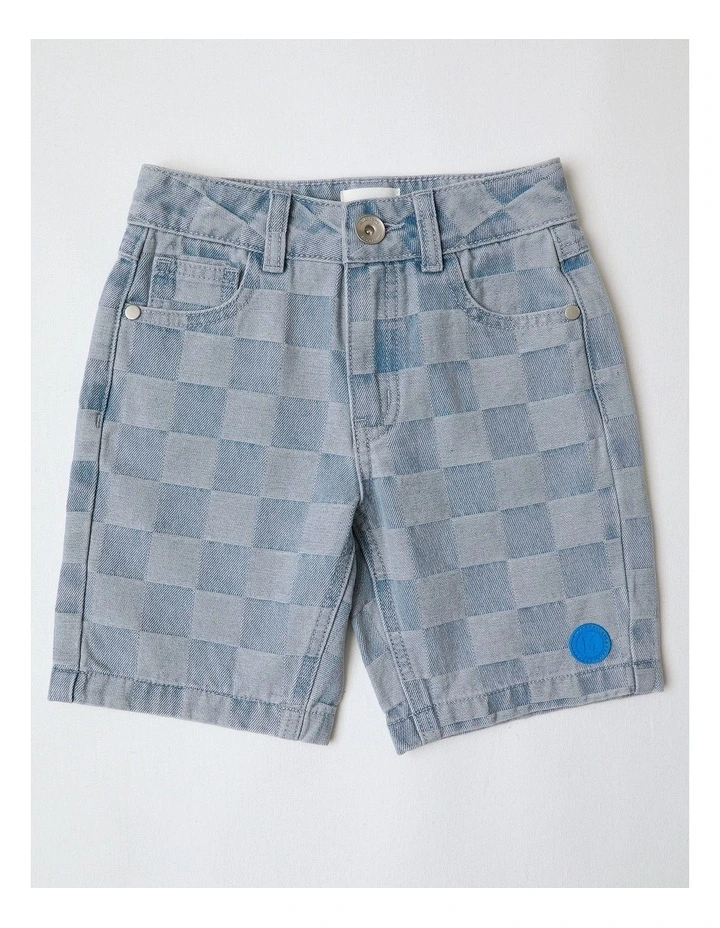 Bermuda Denim Short in Checkerboard Blue image 1