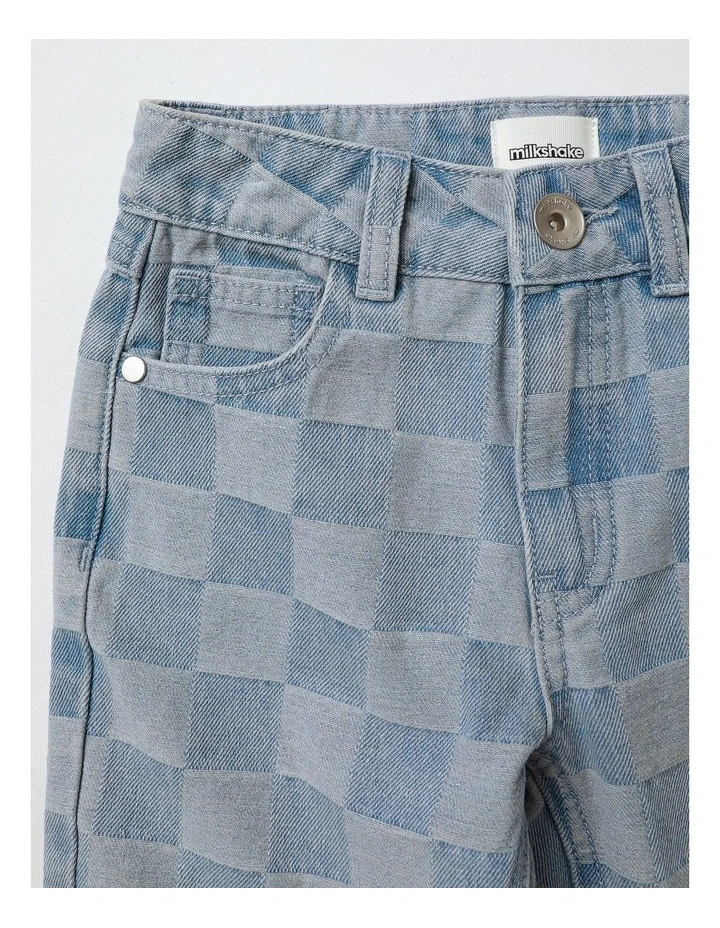 Bermuda Denim Short in Checkerboard Blue image 2
