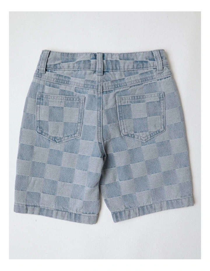 Bermuda Denim Short in Checkerboard Blue image 3