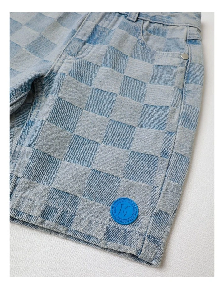 Bermuda Denim Short in Checkerboard Blue image 4