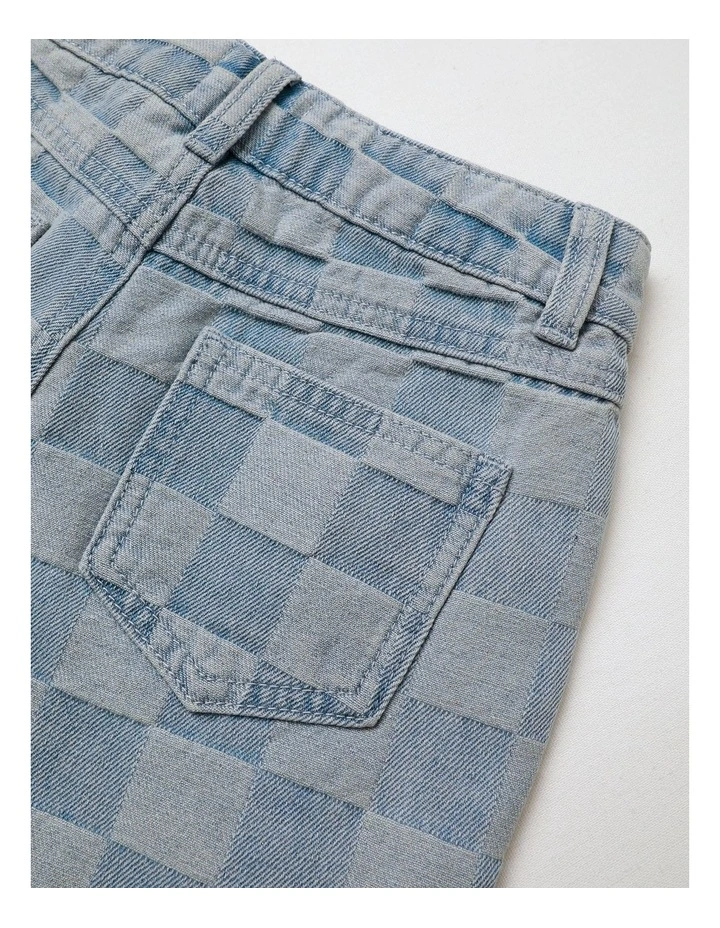 Bermuda Denim Short in Checkerboard Blue image 5