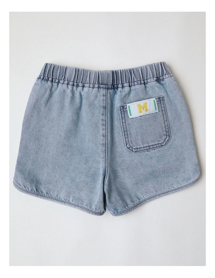 Denim Athletic Short in Blue image 3