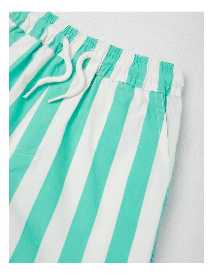 Woven Volley Short in Green/White Stripe image 2
