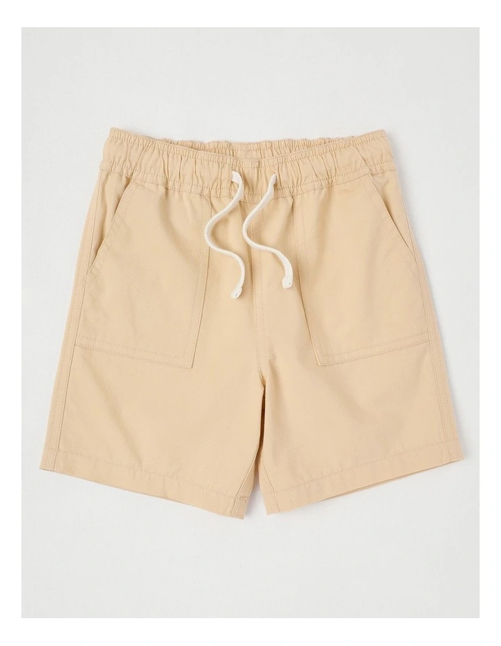 Essentials Chino Pull On Short in Tan image 1