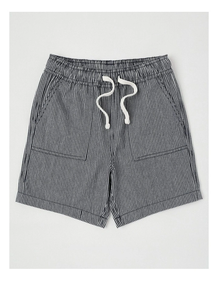Essentials Chino Pull On Short in Ticking Stripe/Navy image 1