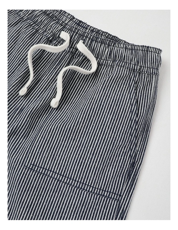 Essentials Chino Pull On Short in Ticking Stripe/Navy image 2