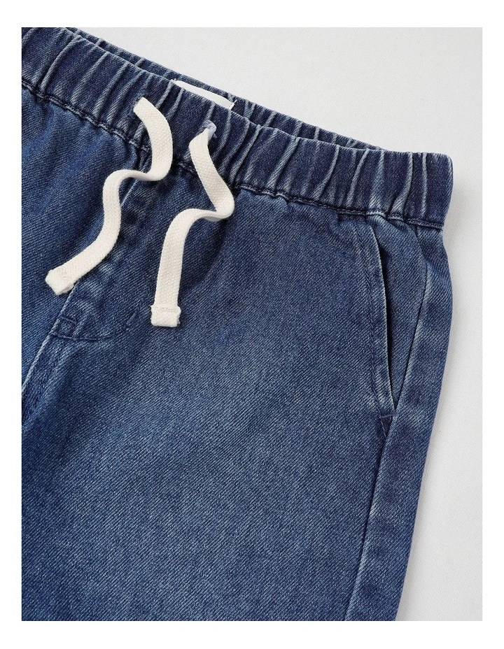 Pull On Knit Denim Short in Mid Denim image 2