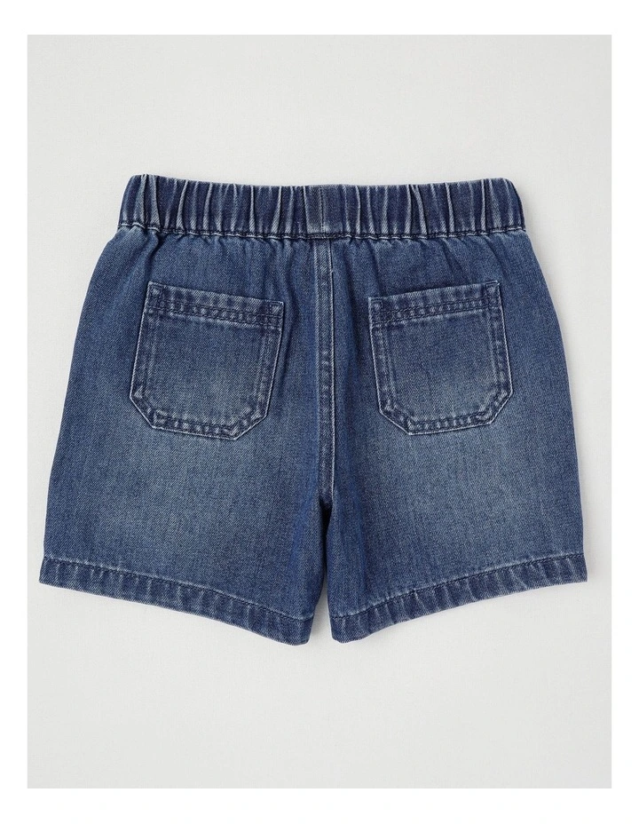 Pull On Knit Denim Short in Mid Denim image 3