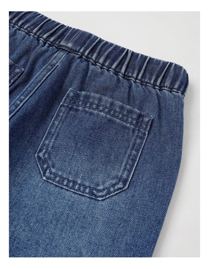 Pull On Knit Denim Short in Mid Denim image 4