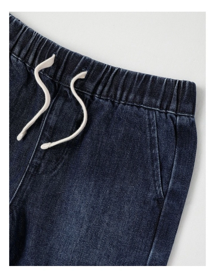 Pull On Knit Denim Short in Indigo image 2