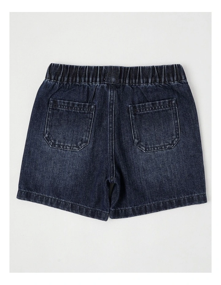 Pull On Knit Denim Short in Indigo image 3