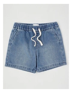 Pull On Knit Denim Short in Light Denim