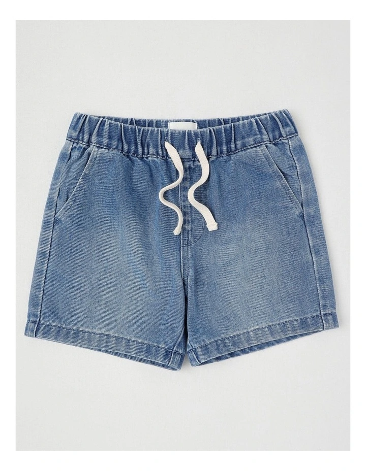 Pull On Knit Denim Short in Light Denim image 1