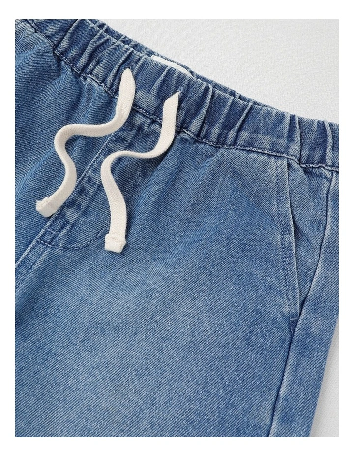 Pull On Knit Denim Short in Light Denim image 2