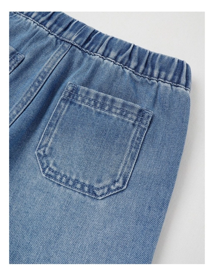 Pull On Knit Denim Short in Light Denim image 4