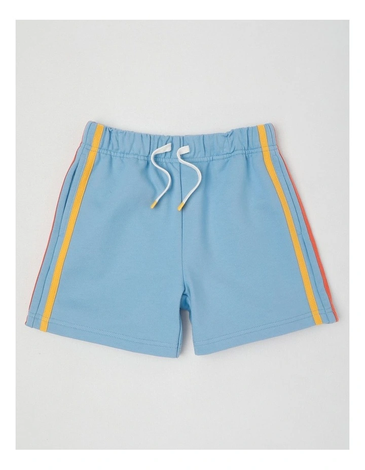 Knit French Terry Short With Side Stripe in Light Blue image 1