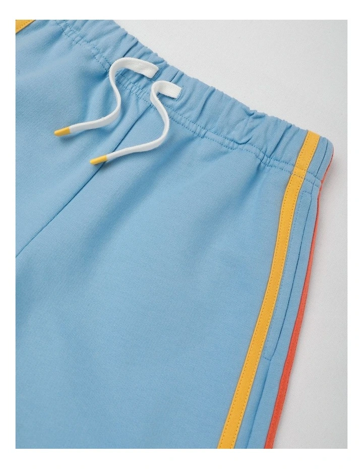 Knit French Terry Short With Side Stripe in Light Blue image 2
