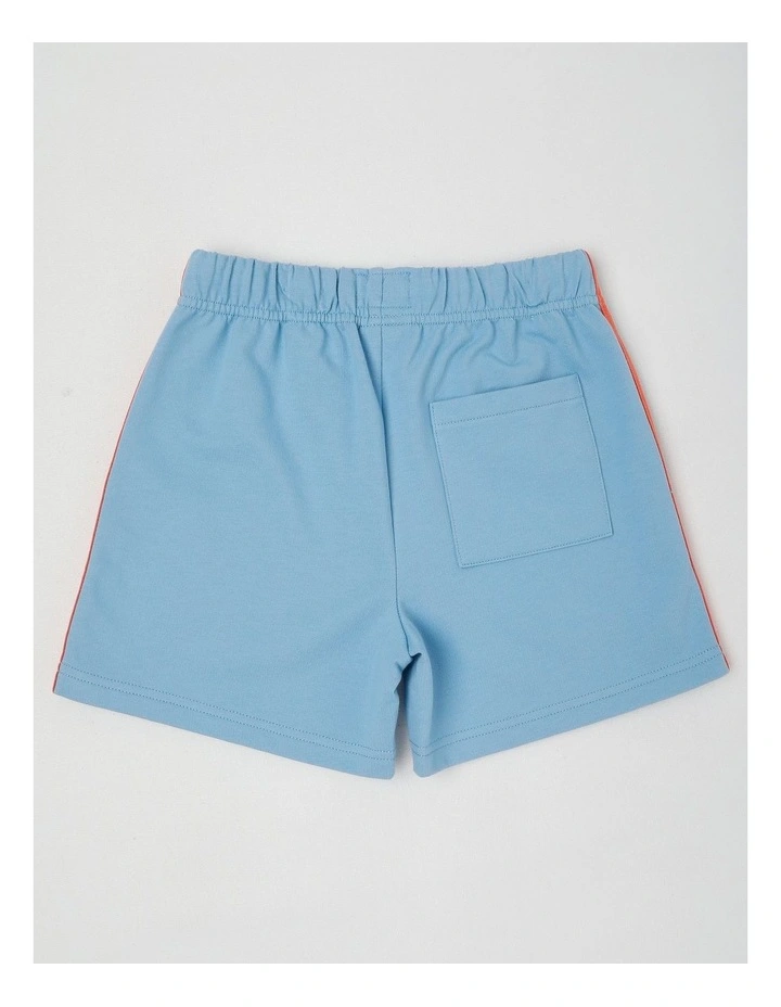 Knit French Terry Short With Side Stripe in Light Blue image 3