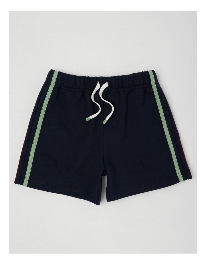 Knit French Terry Short With Side Stripe in Navy image 1