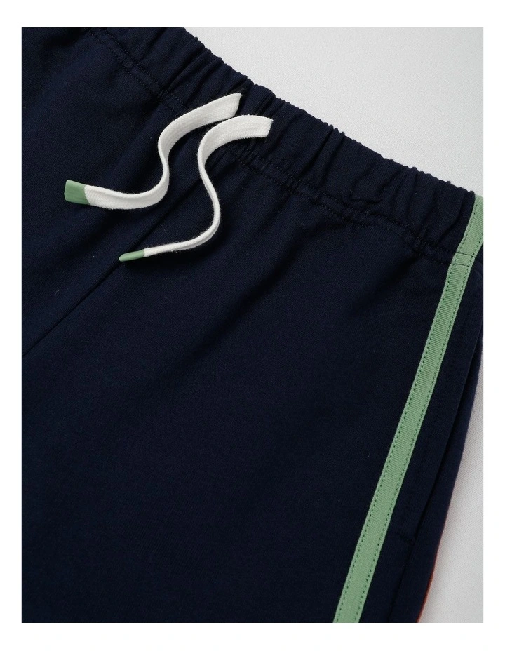 Knit French Terry Short With Side Stripe in Navy image 2