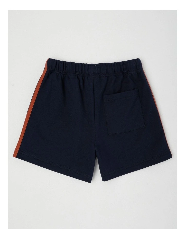 Knit French Terry Short With Side Stripe in Navy image 3