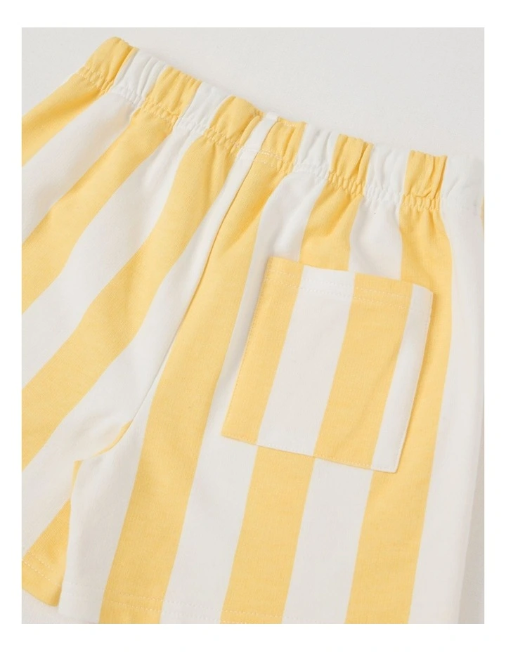 Knit French Terry Short With Side Stripe in Yellow/White Stripe image 4