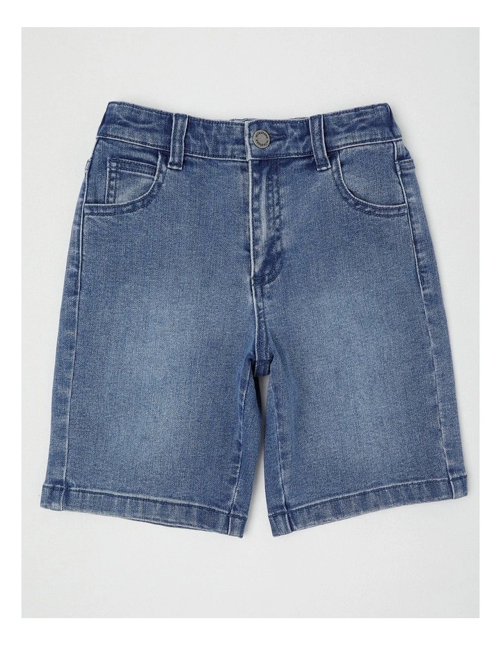 Relaxed Denim Jort in Mid Denim image 1