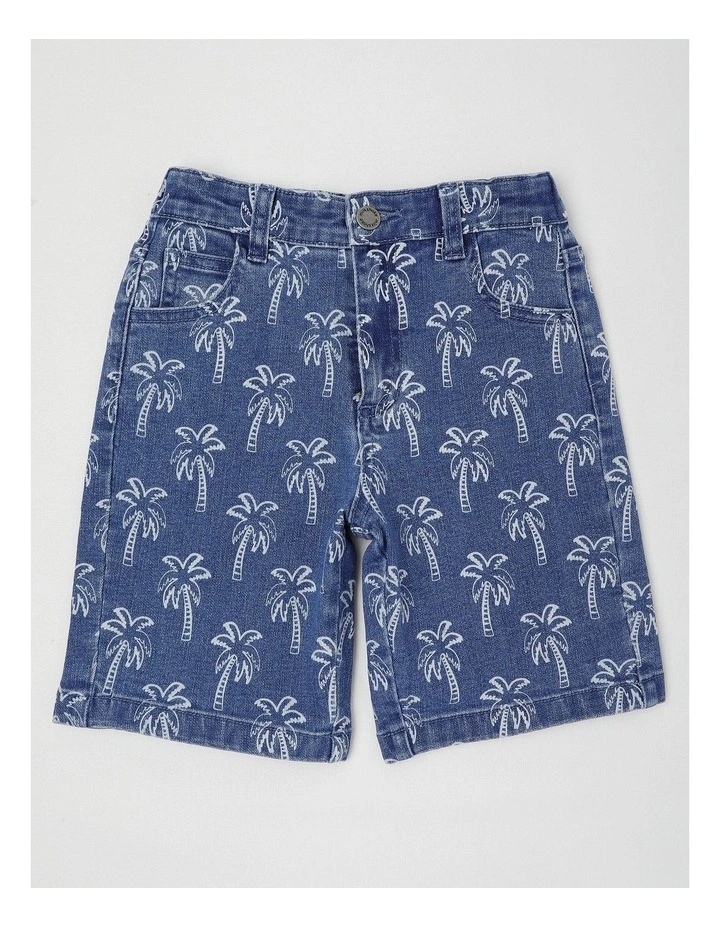 Relaxed Denim Jort in Palm Tree/Mid Denim image 1