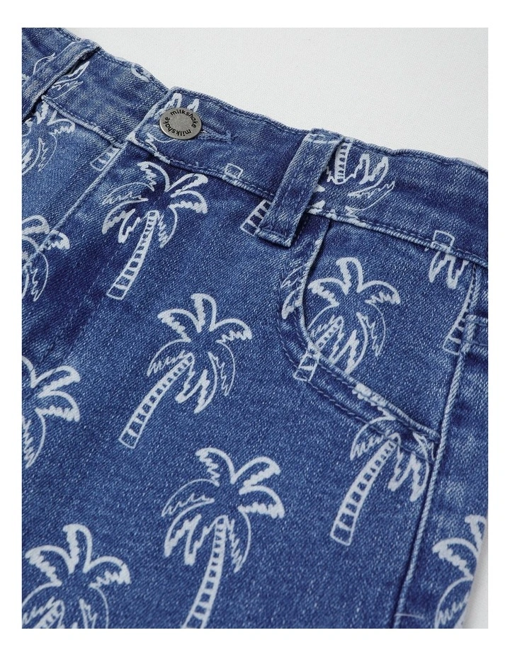 Relaxed Denim Jort in Palm Tree/Mid Denim image 2