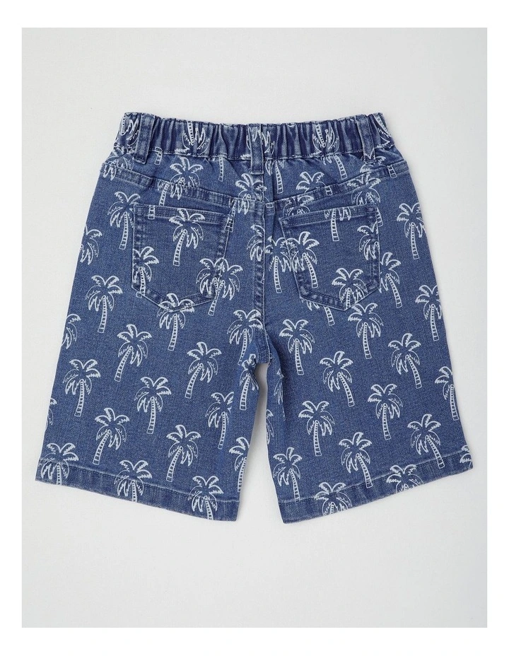 Relaxed Denim Jort in Palm Tree/Mid Denim image 3