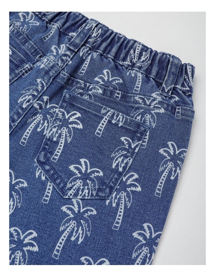 Relaxed Denim Jort in Palm Tree/Mid Denim image 4
