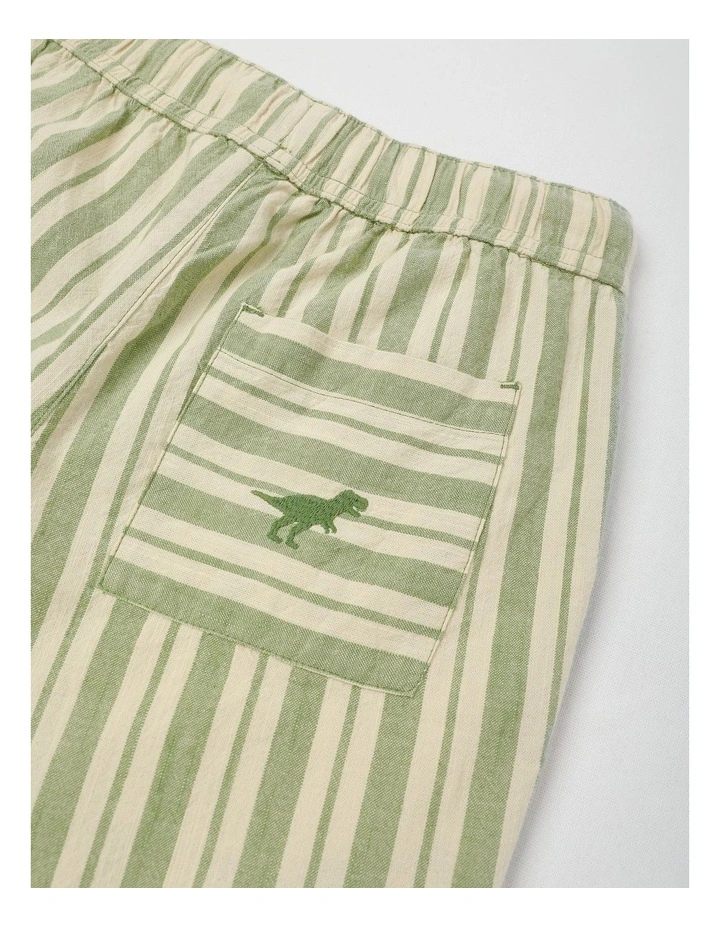 Woven Short with Drawcord in Khaki Ecru Stripe image 4