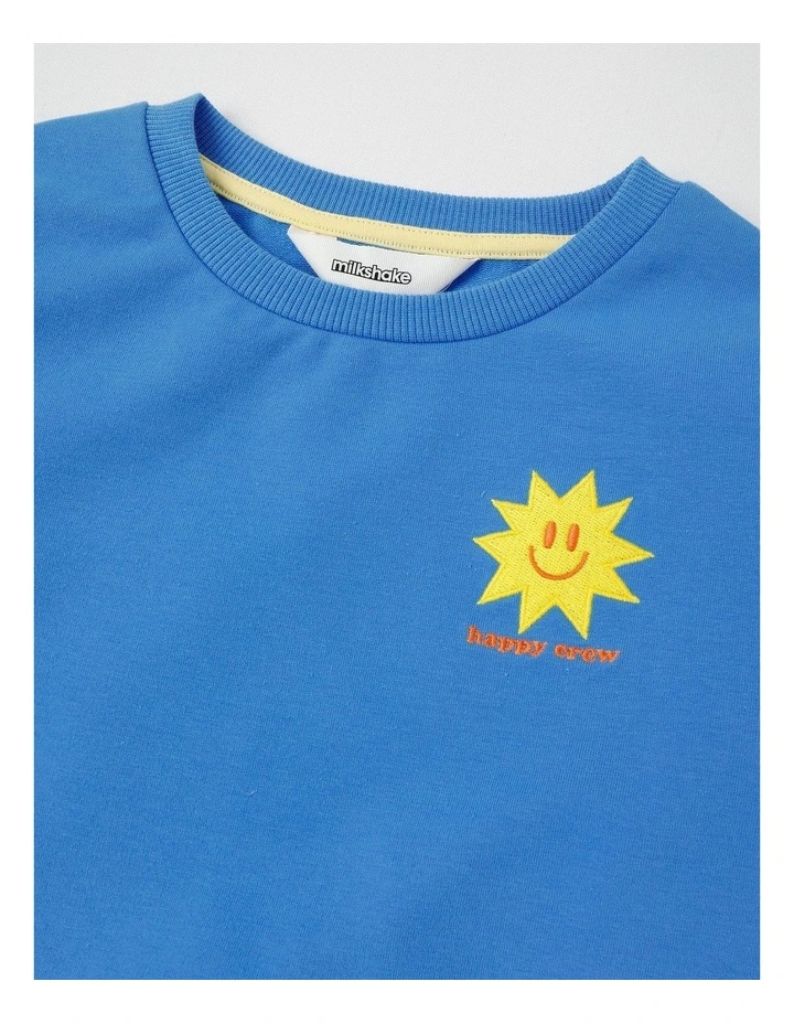 Long Sleeve Sweat Top & Short Set in Blue Stripe image 2