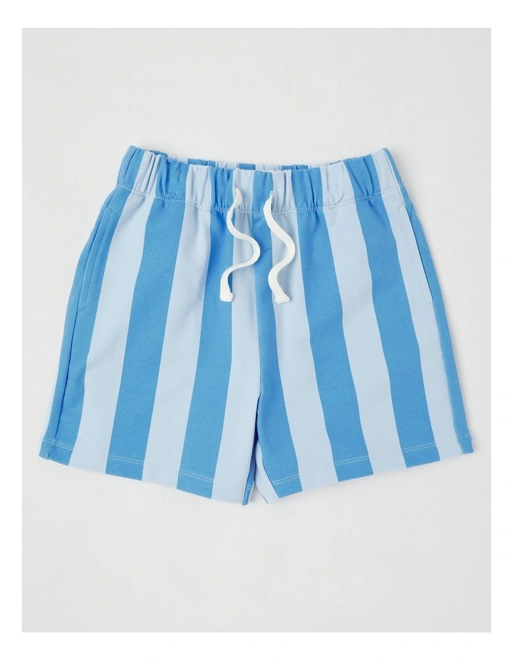 Long Sleeve Sweat Top & Short Set in Blue Stripe image 5