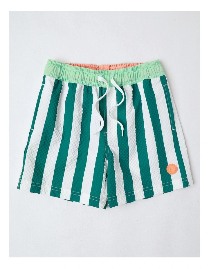Seersucker Boardshort in Green Stripe image 1