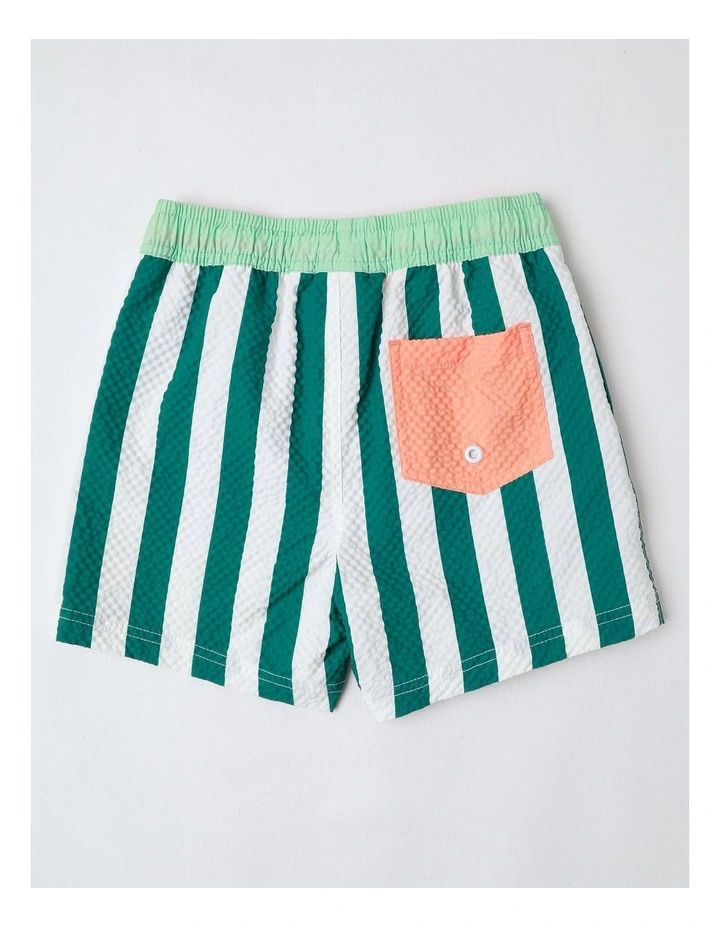 Seersucker Boardshort in Green Stripe image 3