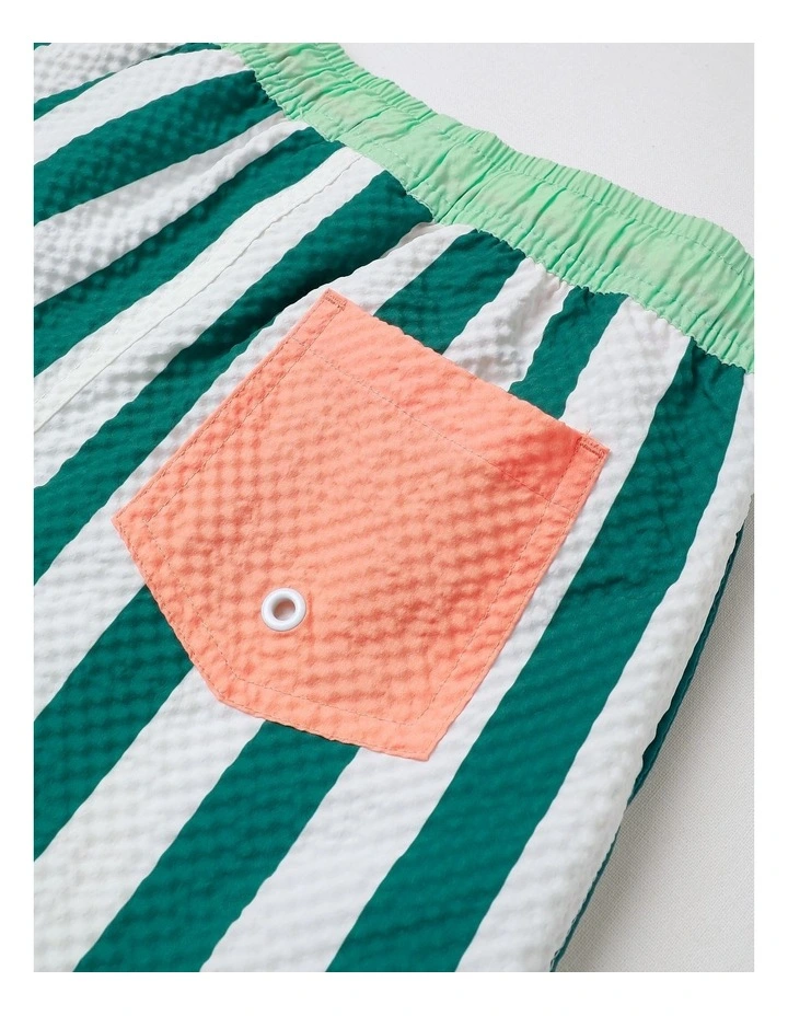 Seersucker Boardshort in Green Stripe image 4