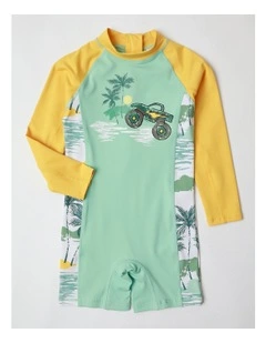 Recycled Swimsuit in Sage and Yellow