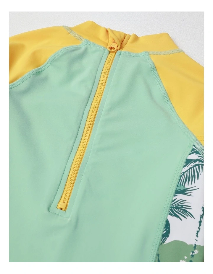 Recycled Swimsuit in Sage and Yellow image 4