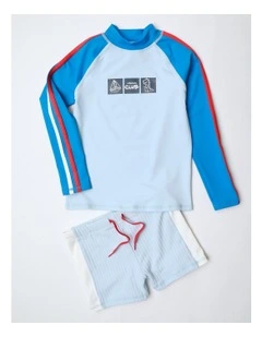 Recycled Rashvest and Short Set in Blue
